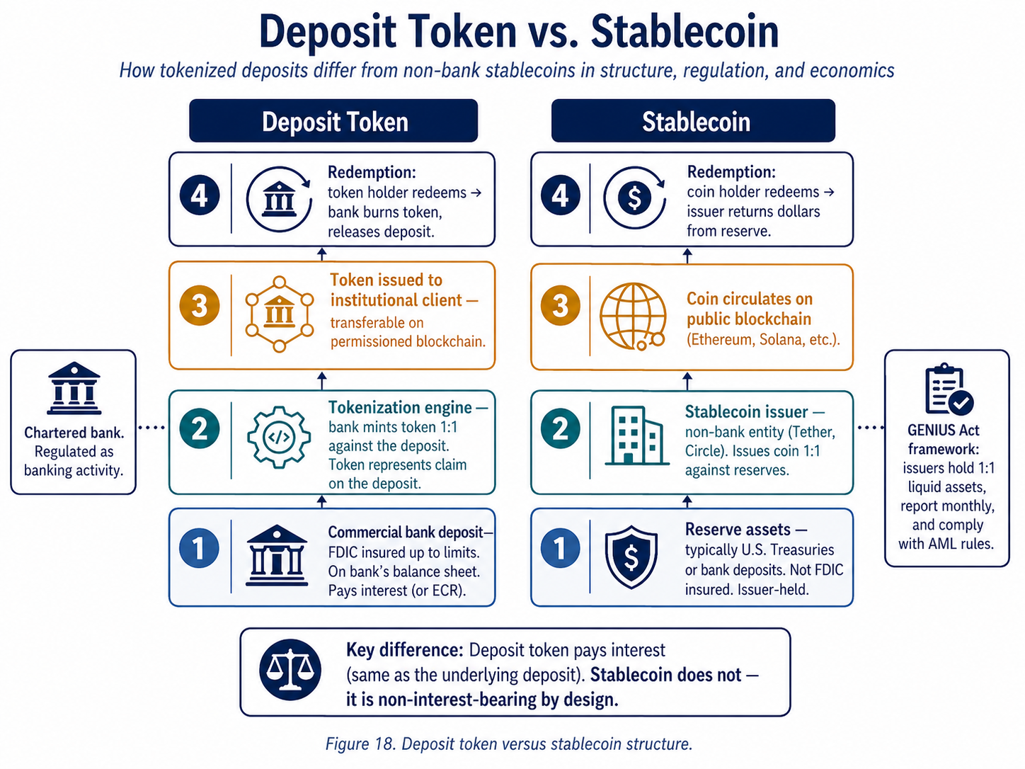 Figure 18. Deposit token versus stablecoin structure.